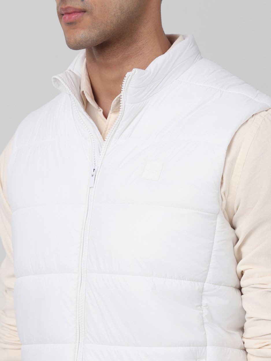 White Quilted Gilet Slim Fit Jacket