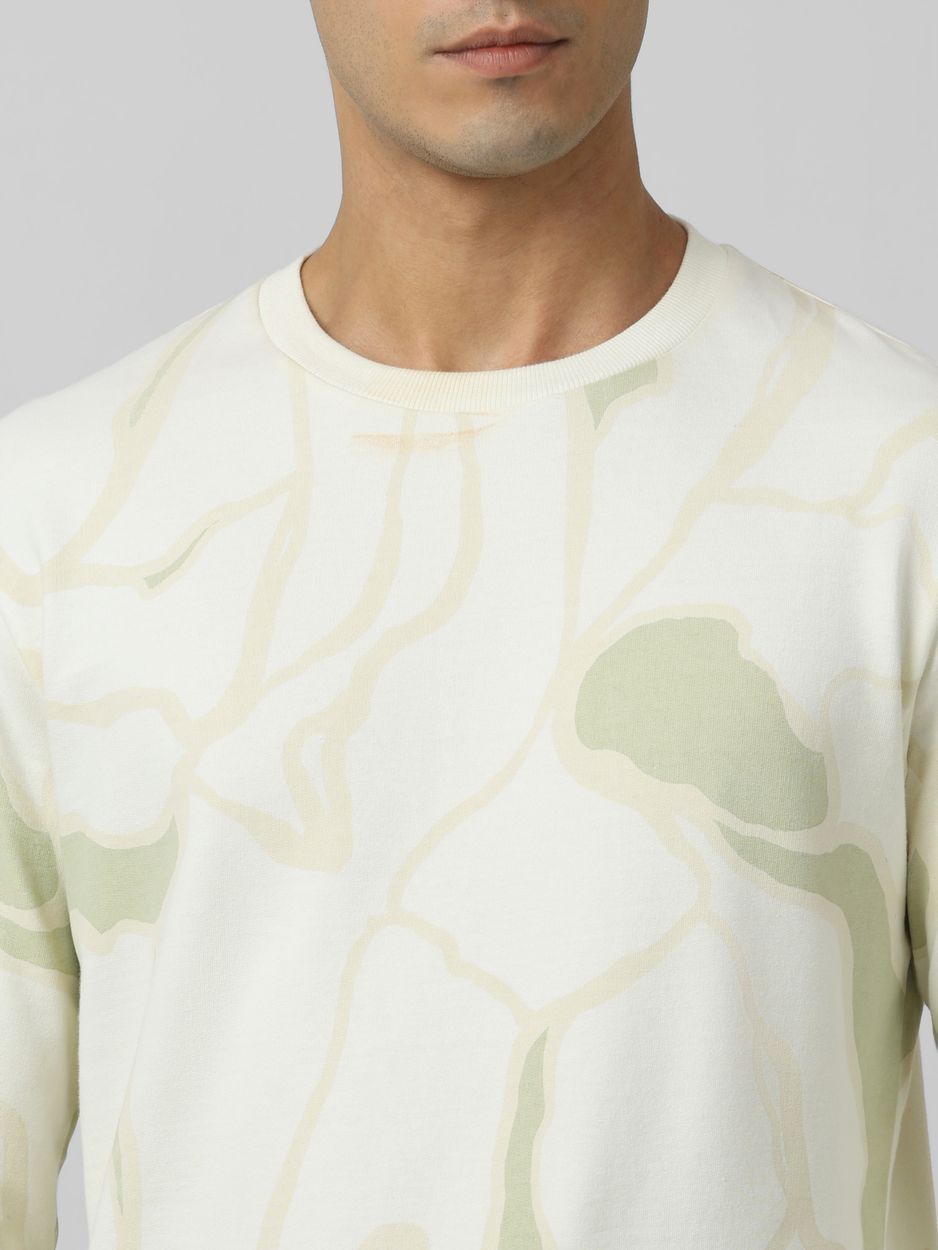 Off White Abstract Print Slim Fit Sweatshirt