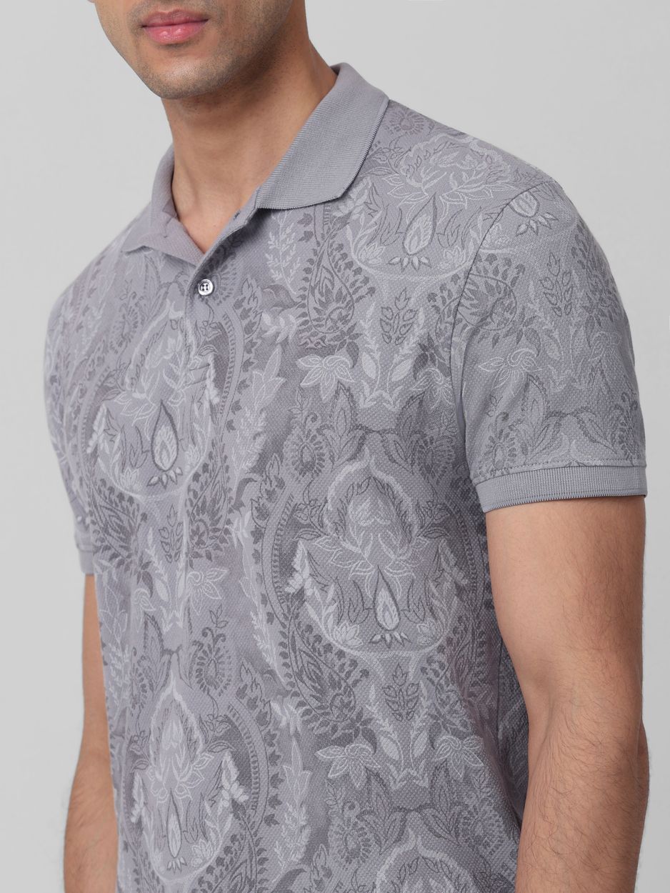 Grey Paisley Print T-Shirt