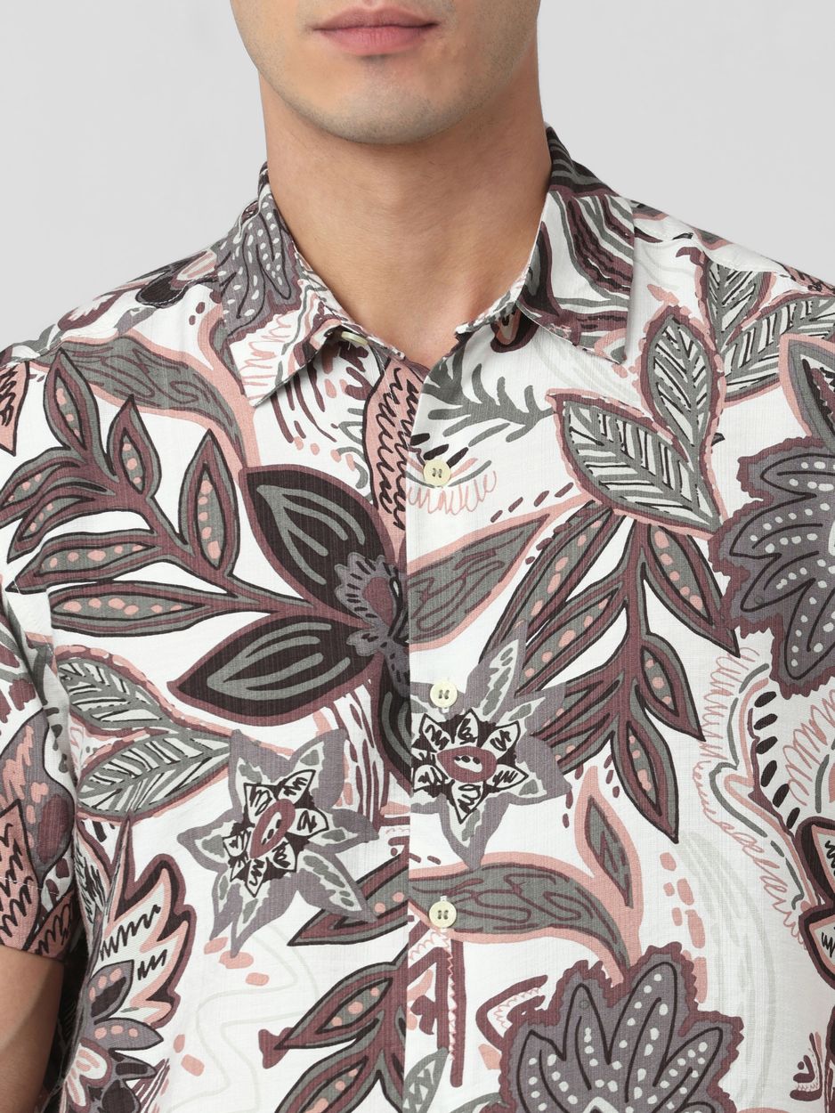 Multicolour Floral Print Slim Fit Casual Shirt