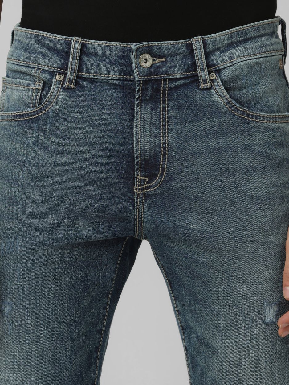 Tinted Super Slim Fit Distressed Stretch Jeans