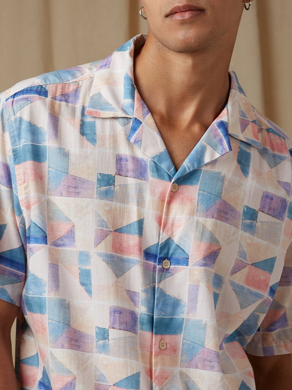 Multi Geometric Print Loose Fit Casual Shirt