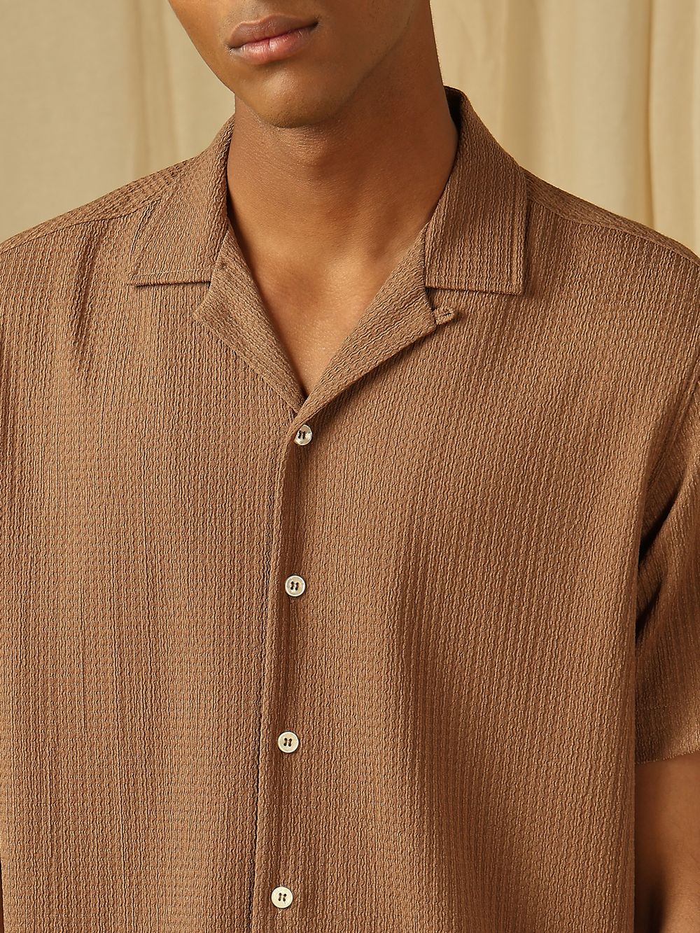 Textured Plain Loose Fit Casual SHIRTS