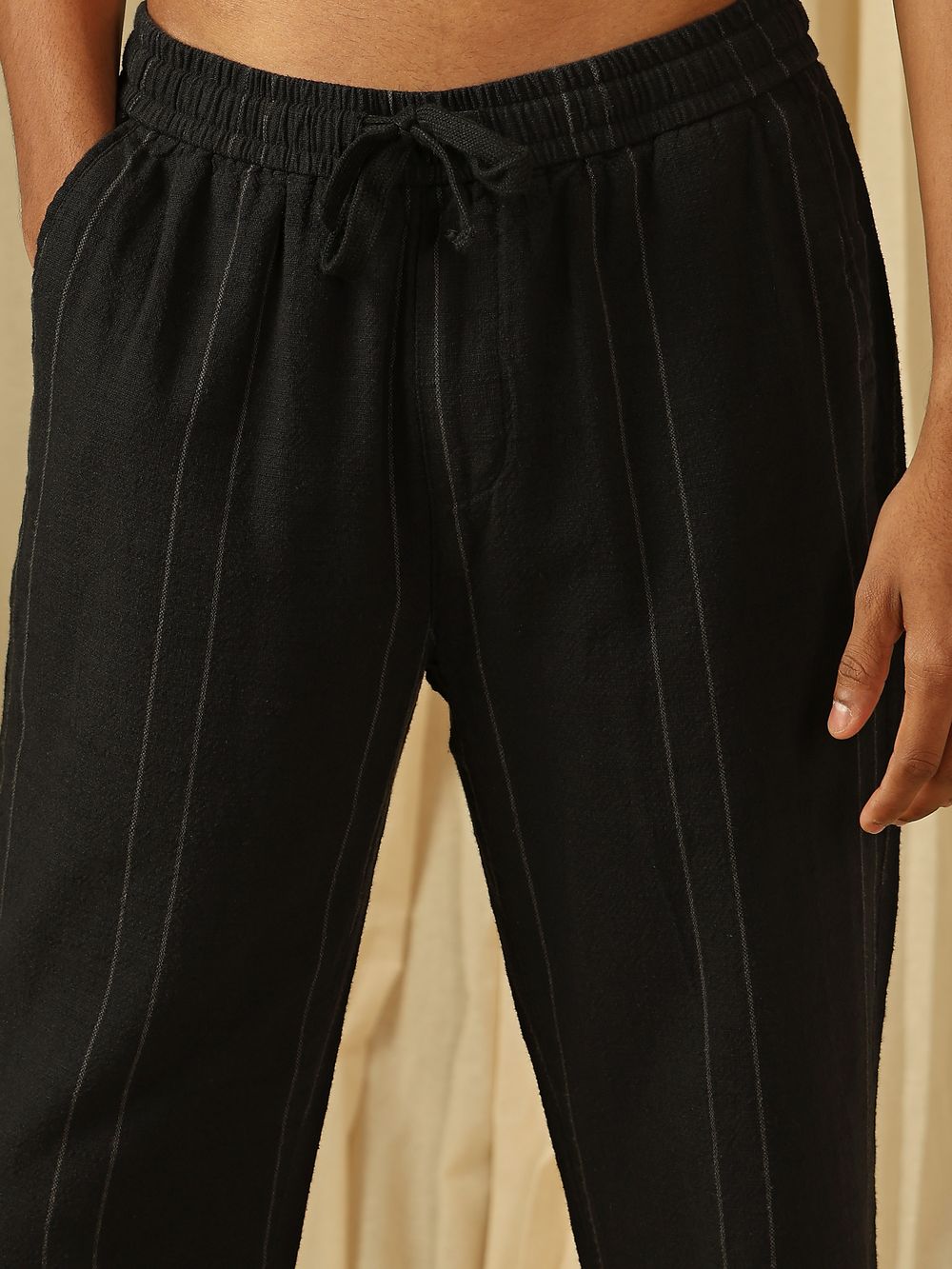 Black Relaxed Fit Drawstring Trouser