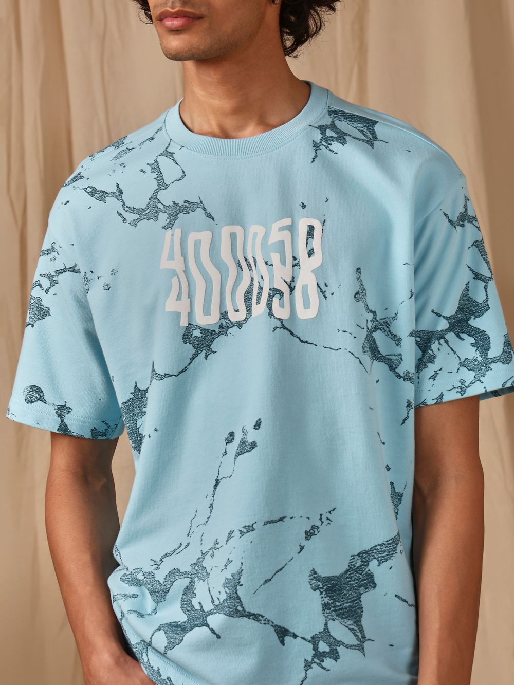 Turquoise Graphic Print Loose Fit T-Shirt