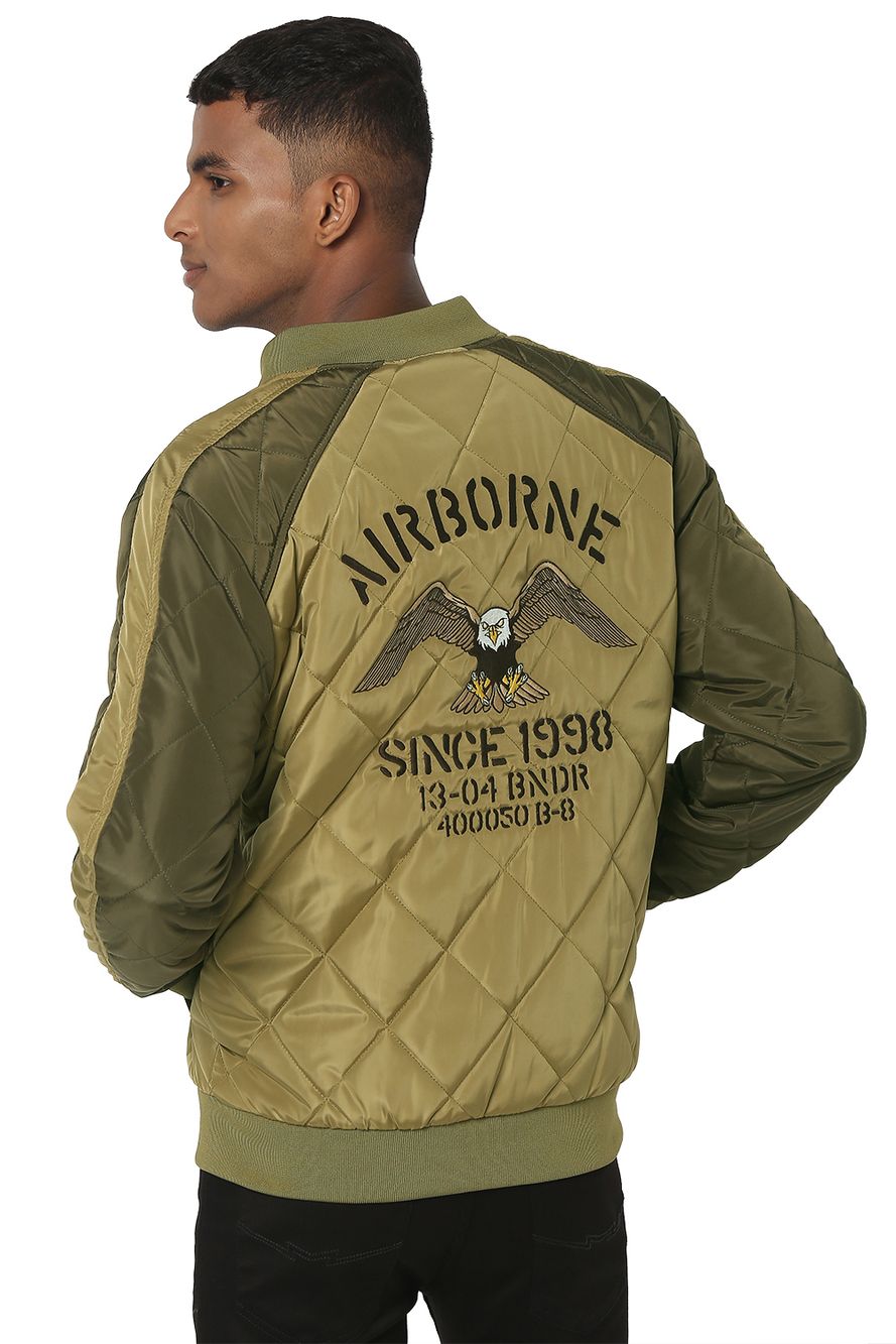 Souvenir Jacket With Raglan Sleeves And Embroidered Back