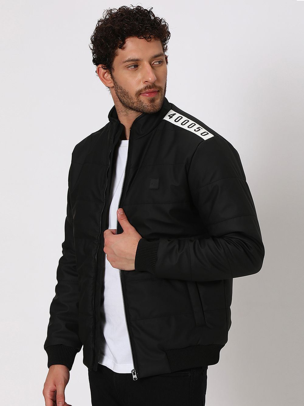 Black Pu Quilted Jacket