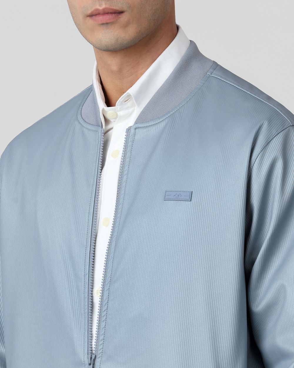 Blue Grey Bomber Slim Fit Jacket