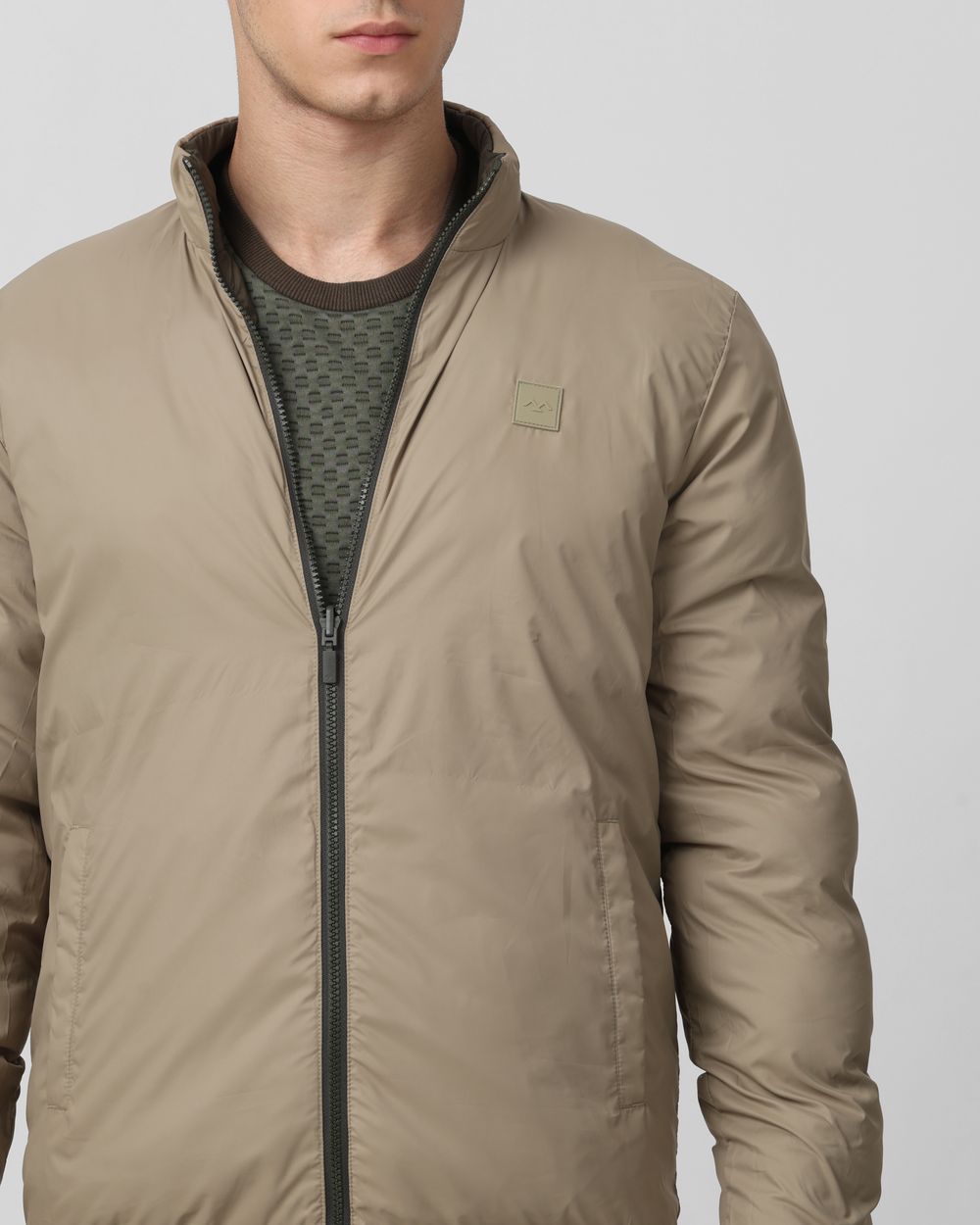 Olive Quilted Puffer Slim Fit Jacket