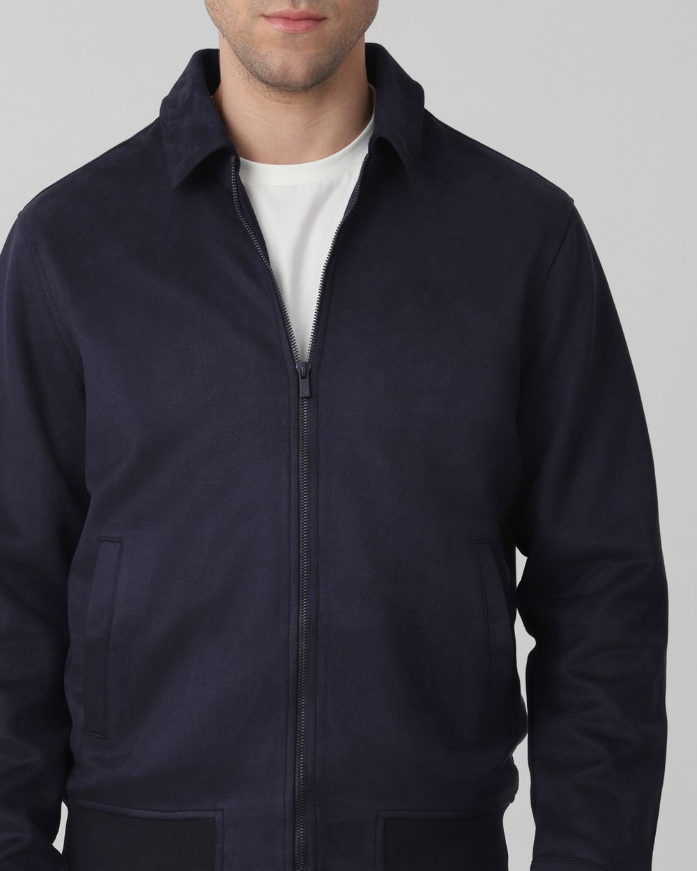 Navy Suede Plain Jacket