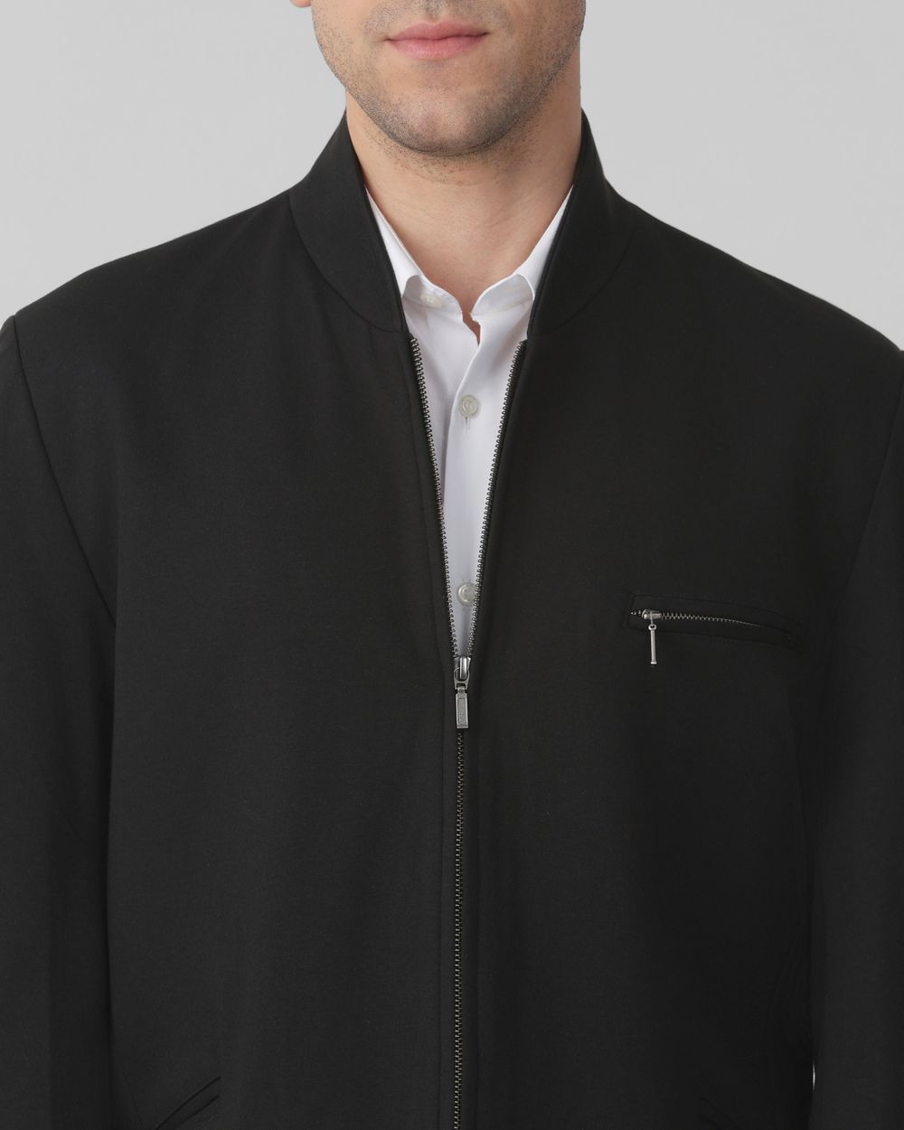 Black Zip Thru Slim Fit Jacket