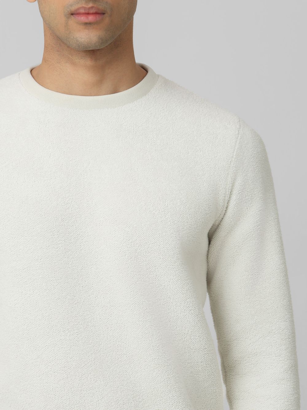 Off White Terry Towel Slim Fit Sweatshirt