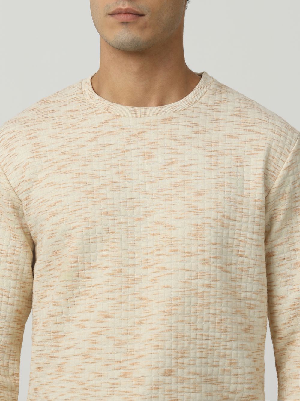 Quilted Plain Slim Fit Sweatshirt