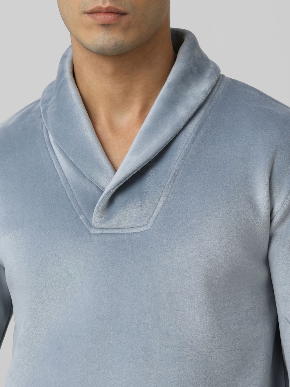  Light Blue velvet slim fit sweatshirt