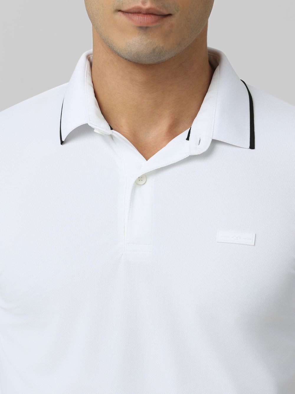 White Logo Plain Half Sleeve Casual Polo