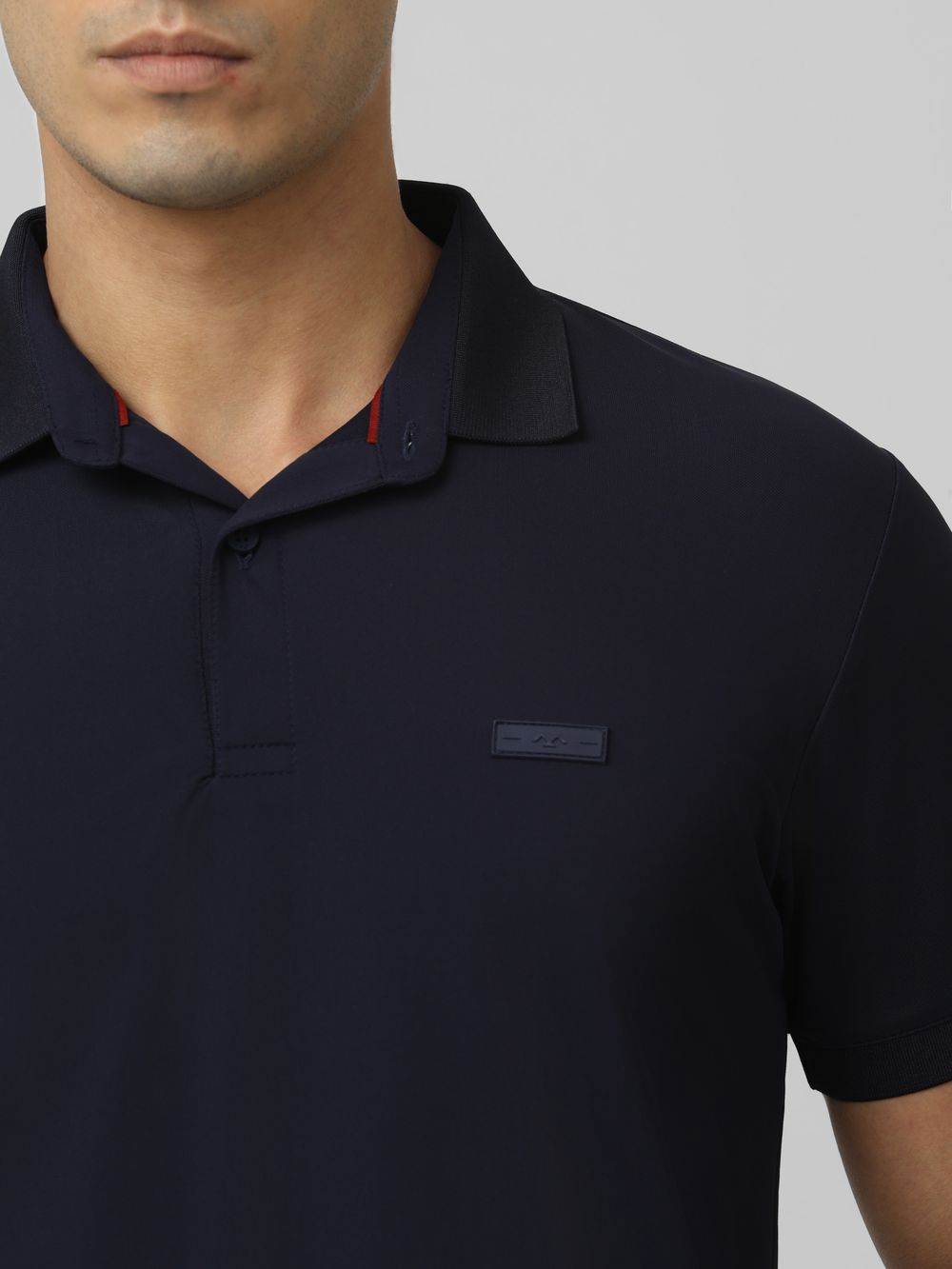 Navy Logo Plain Half Sleeve Casual Polo