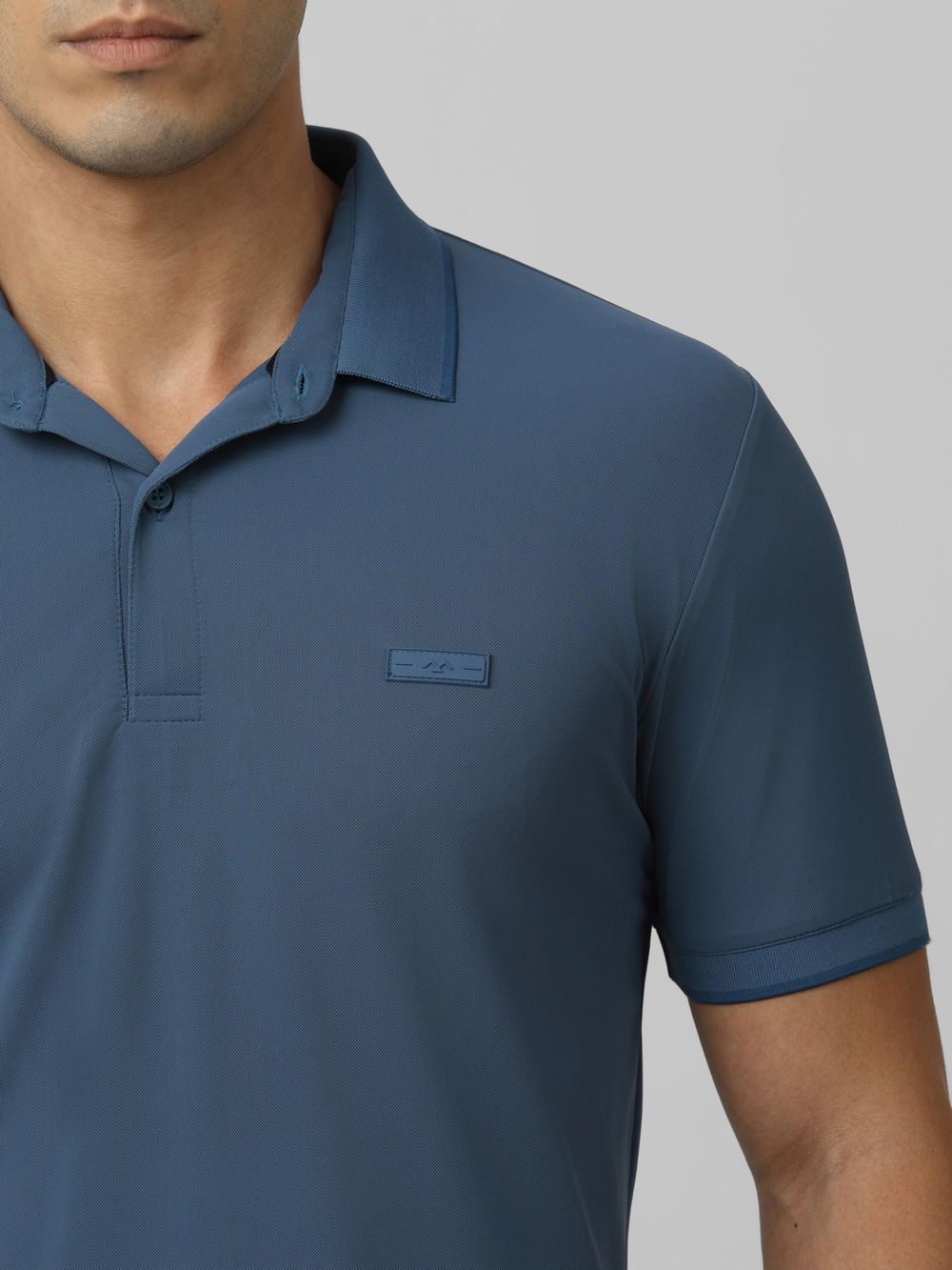 Teal Logo Plain Half Sleeve Casual Polo