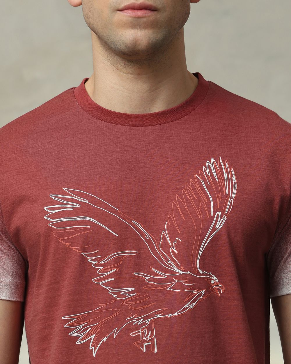 Maroon Ombre Graphic Slim Fit T-Shirt
