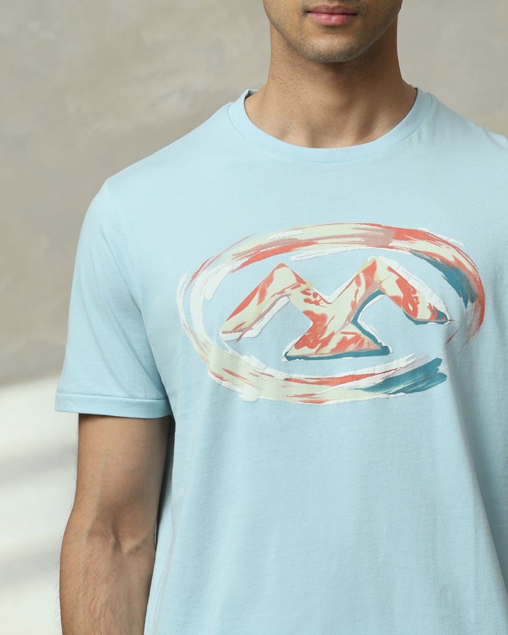Light Blue Graphic Regular Fit T-Shirt