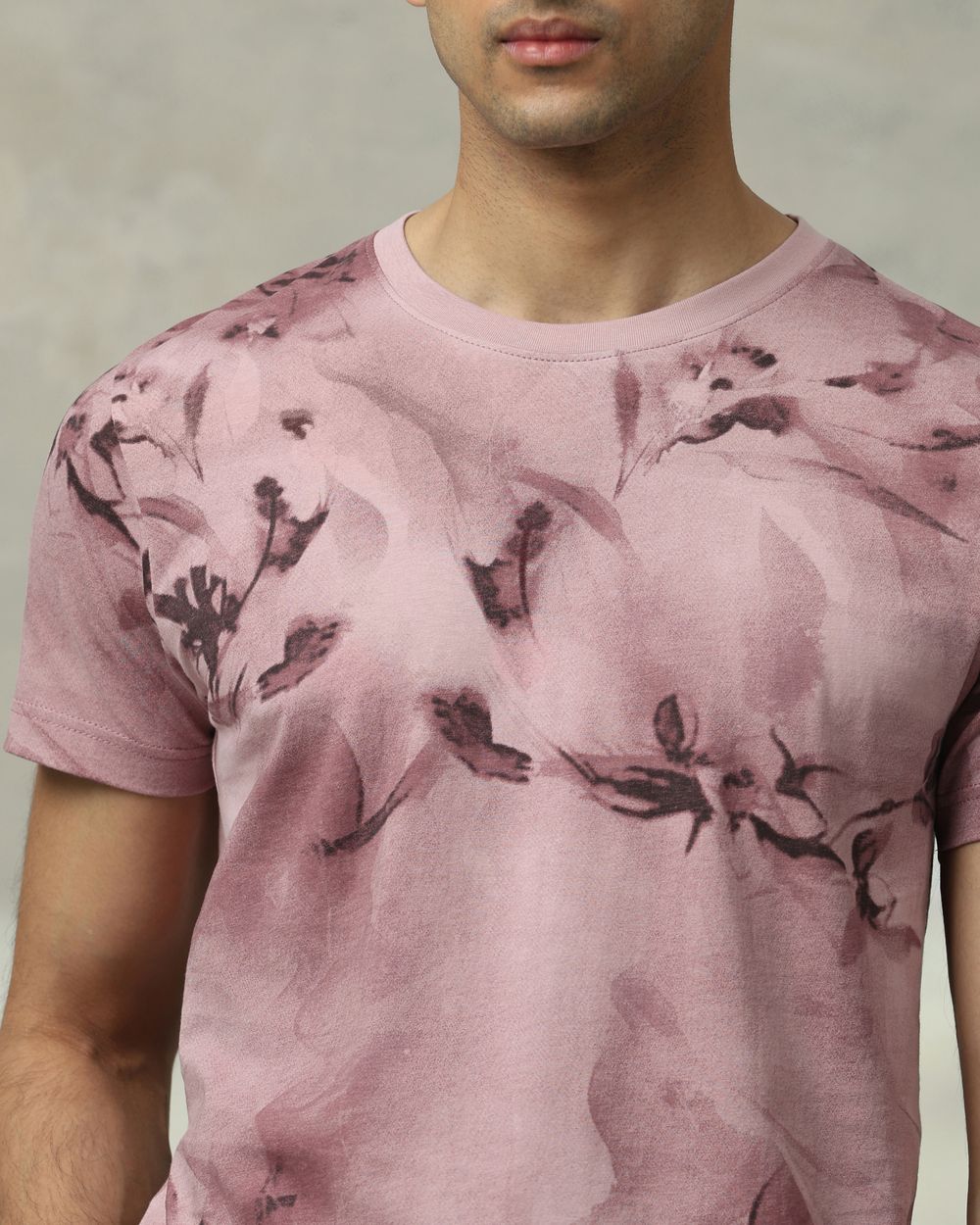 Pink Printed Slim Fit T-Shirt