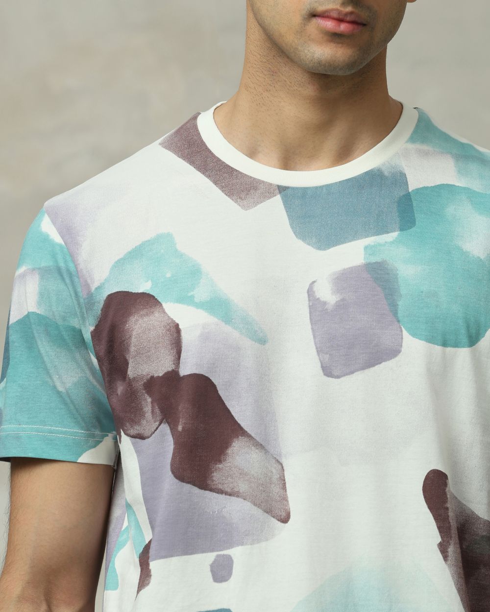 Lilac Abstract Print Slim Fit T-Shirt