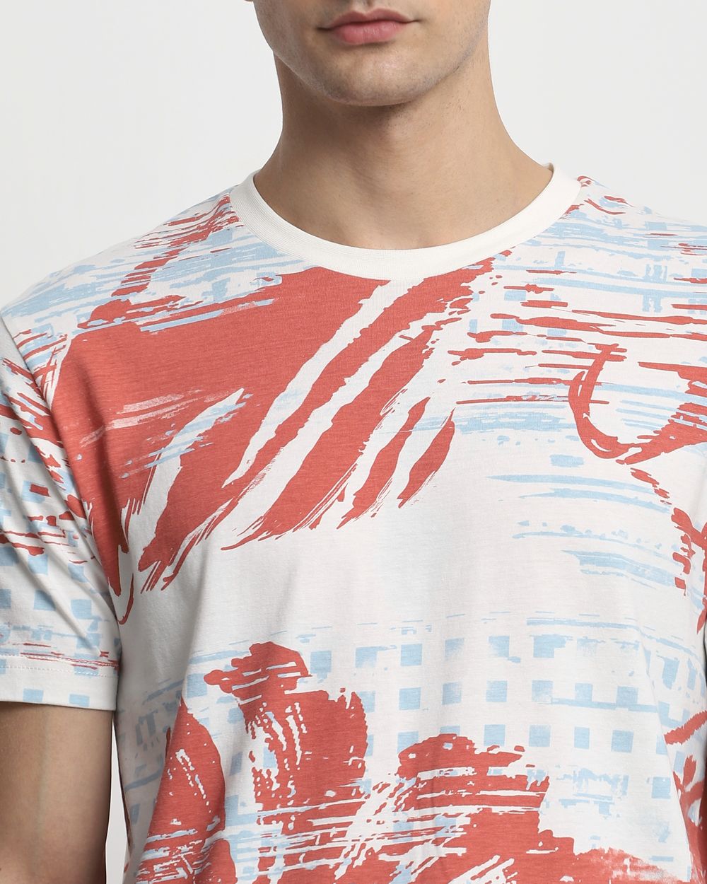 Multi Abstract Print Slim Fit T-Shirt