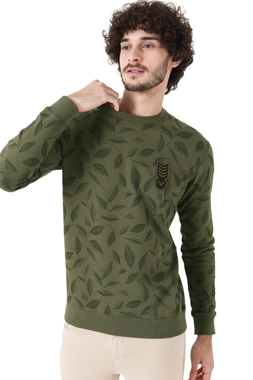 Olive Leaf Print Sweatshirt