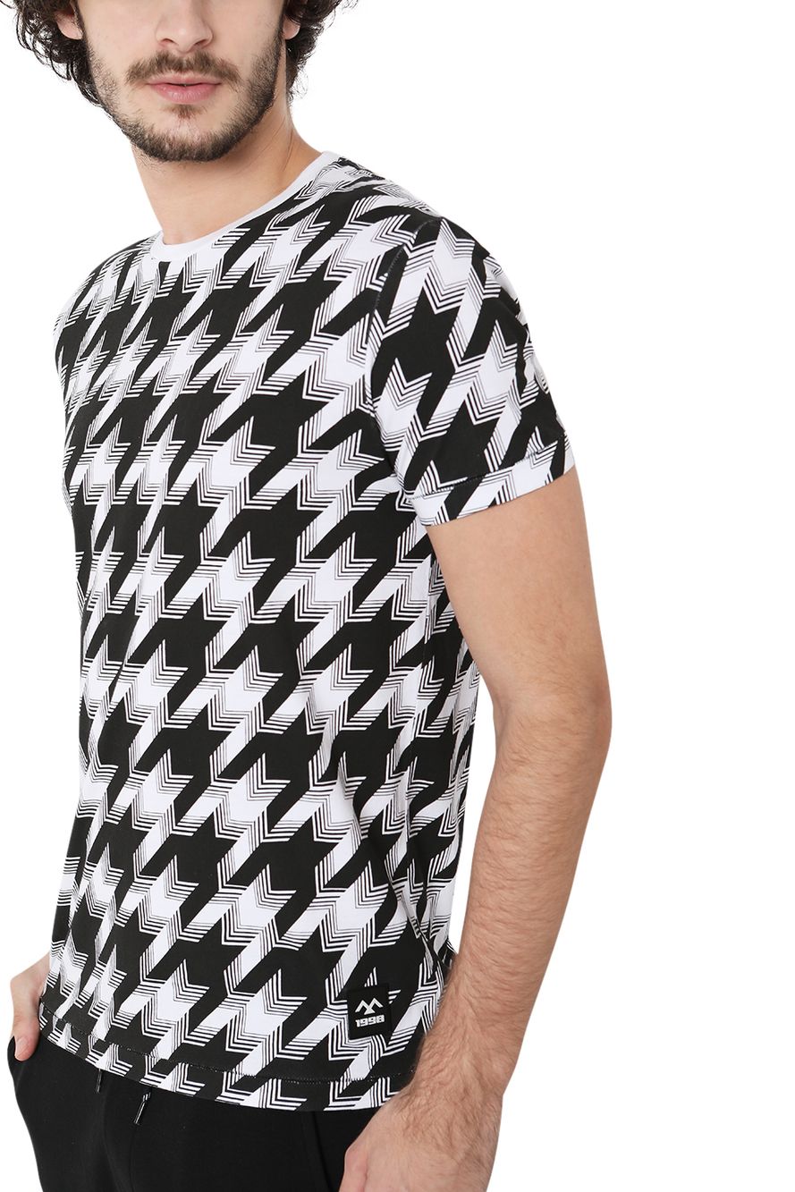 White Houndstooth Graphic Tee