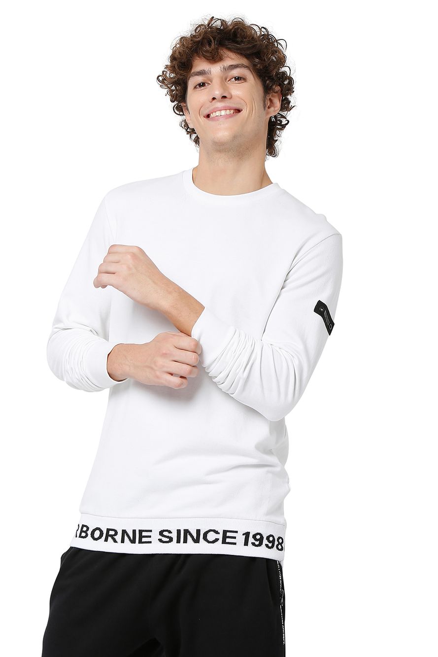 White Graphic Rib Sweatshirt