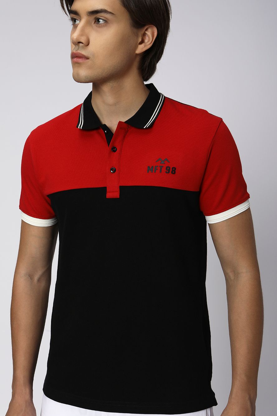 Black Cut & Sew Pique Polo T-Shirt