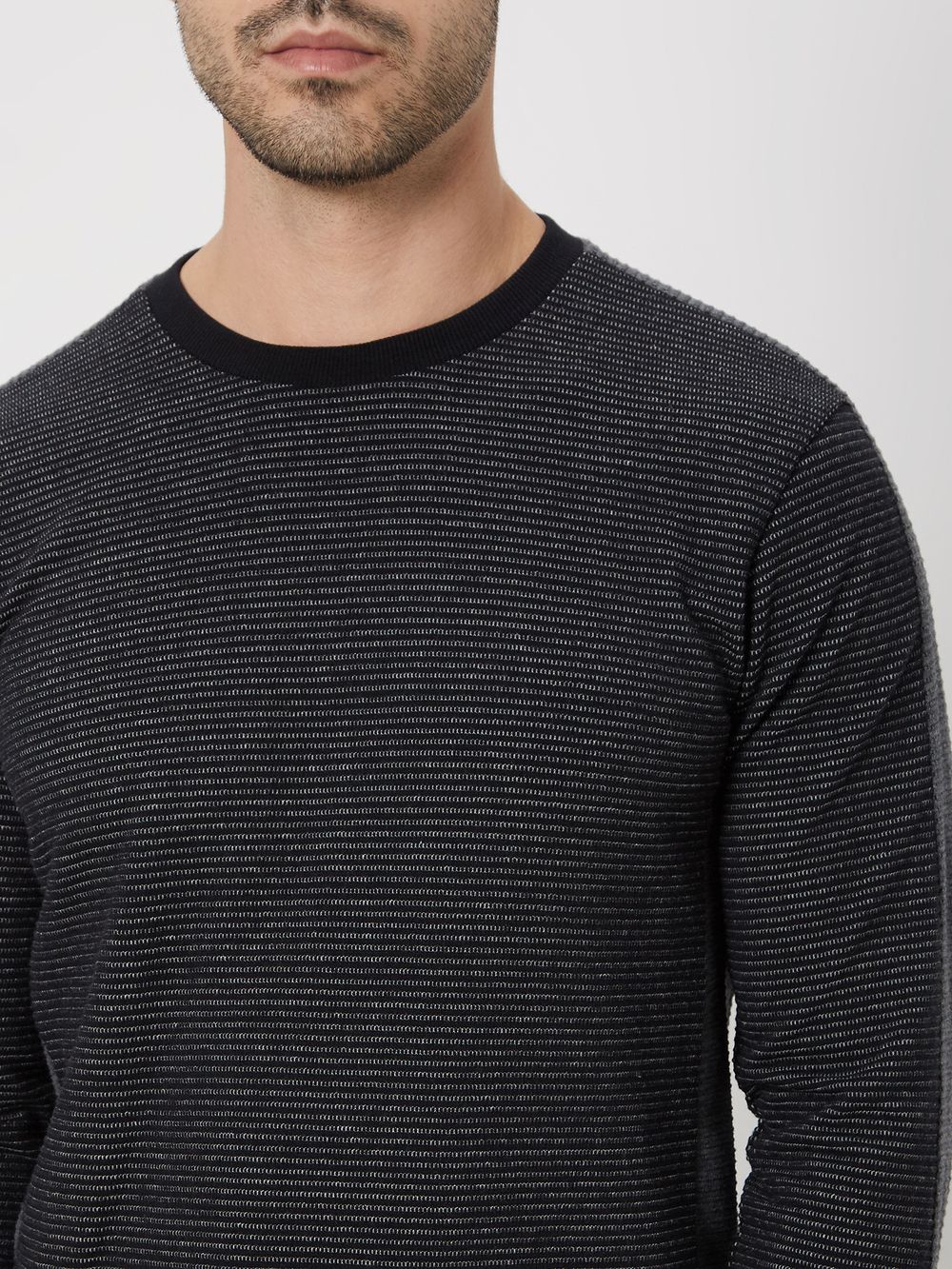 Black Textured Stripe T-Shirt