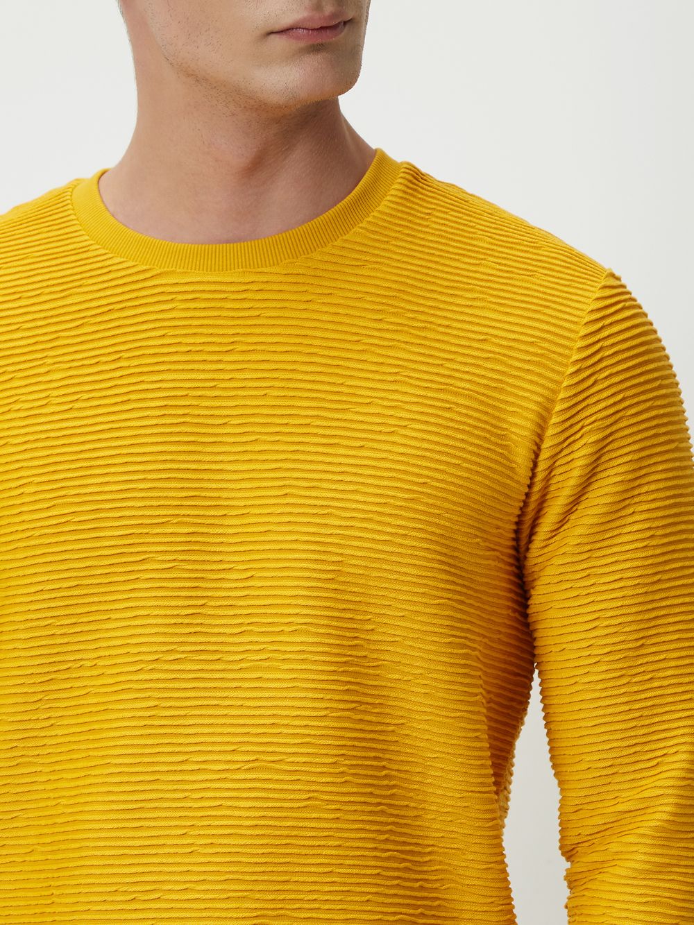 Mustard Jacquard Textured Jersey Sweatshirt