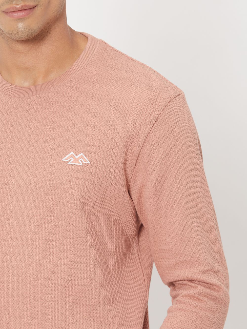 Pink Embroidered Jacquard Textured Jersey Sweatshirt