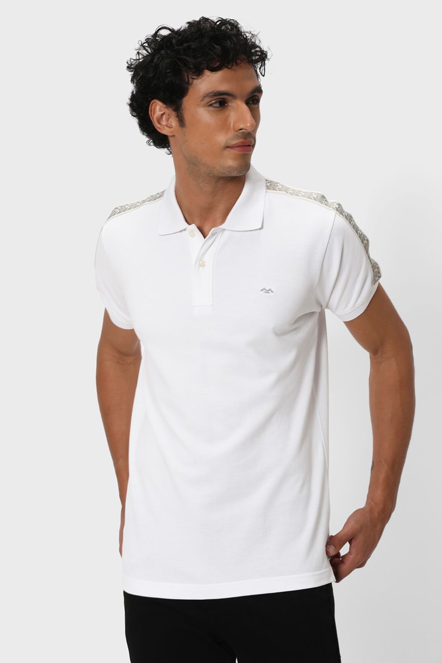 White Taped Pique Polo T-Shirt
