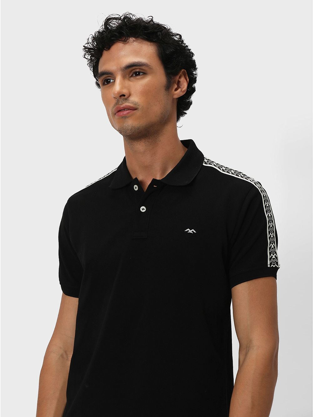 Black Taped Pique Polo T-Shirt