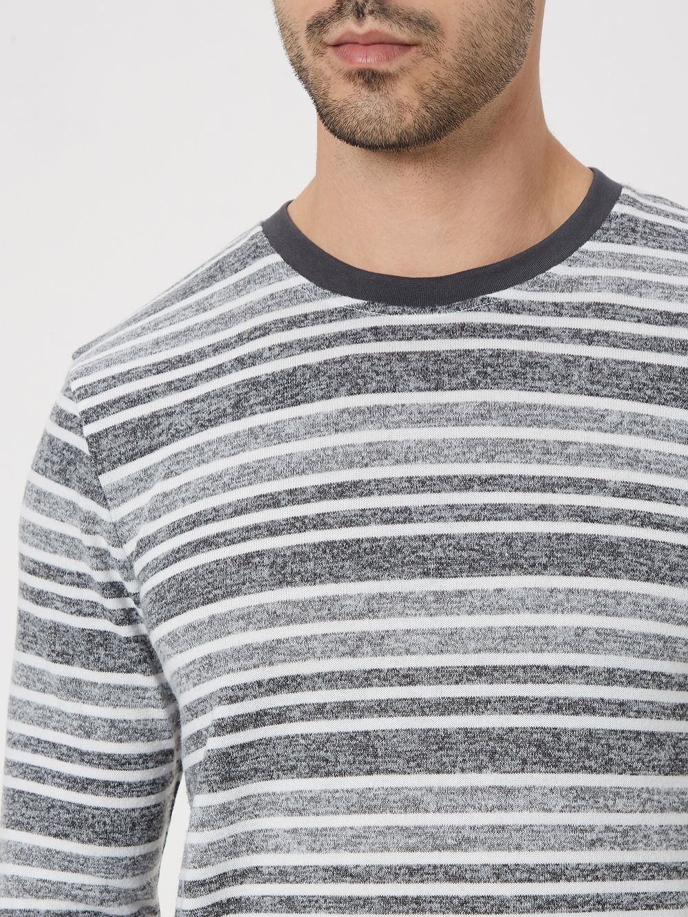 Grey & White Stripe Jersey T-Shirt