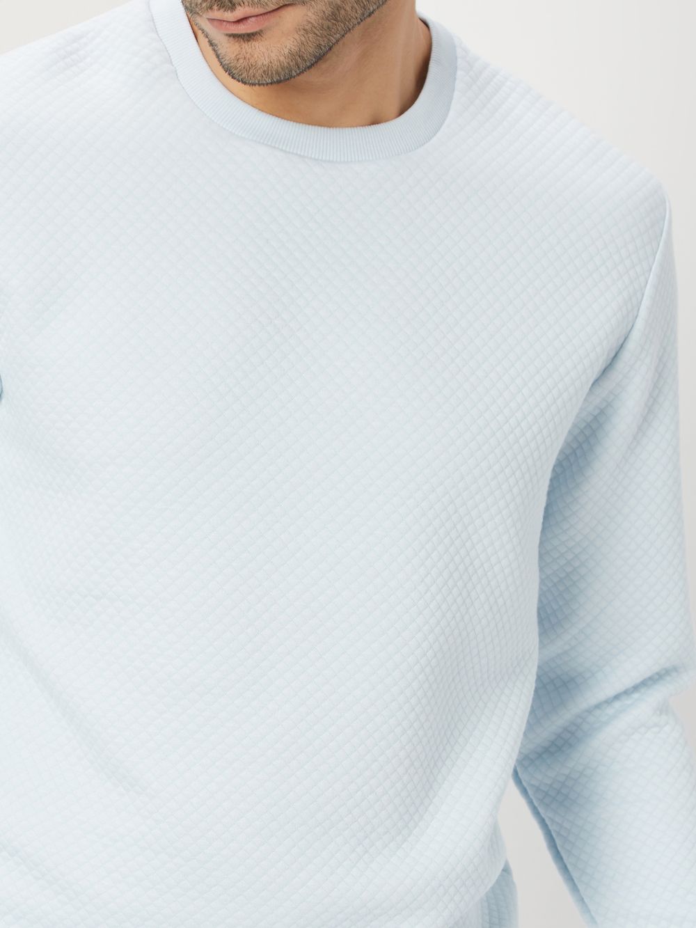 Light Blue Textured Jacquard Sweatshirt