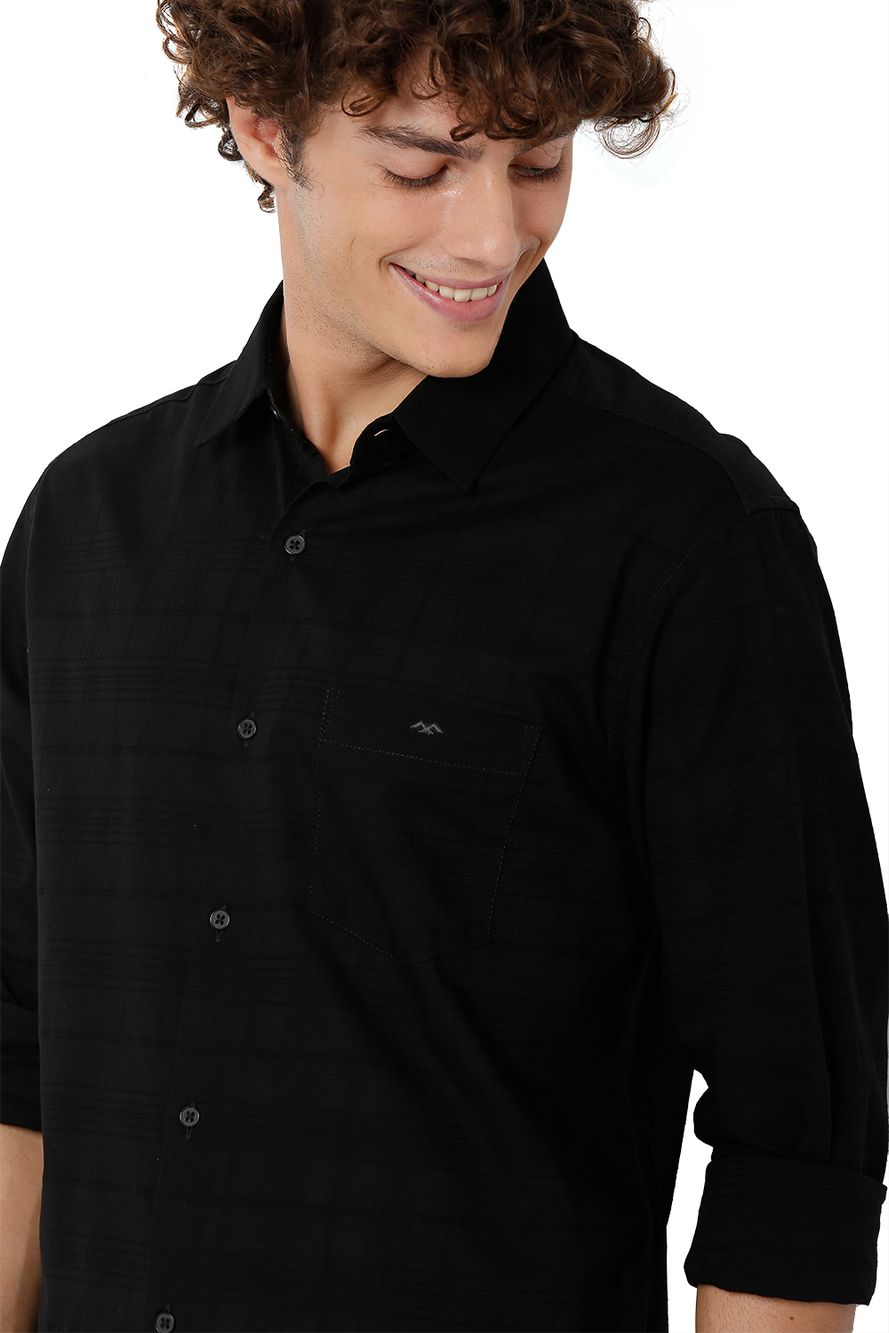 Black Slim Fit Dobby Shirt
