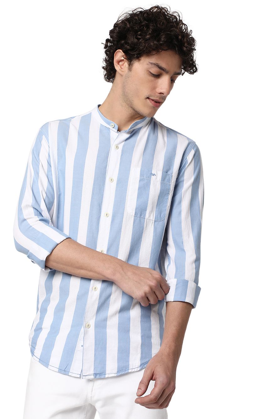 Light Blue & White Awning Stripe Shirt