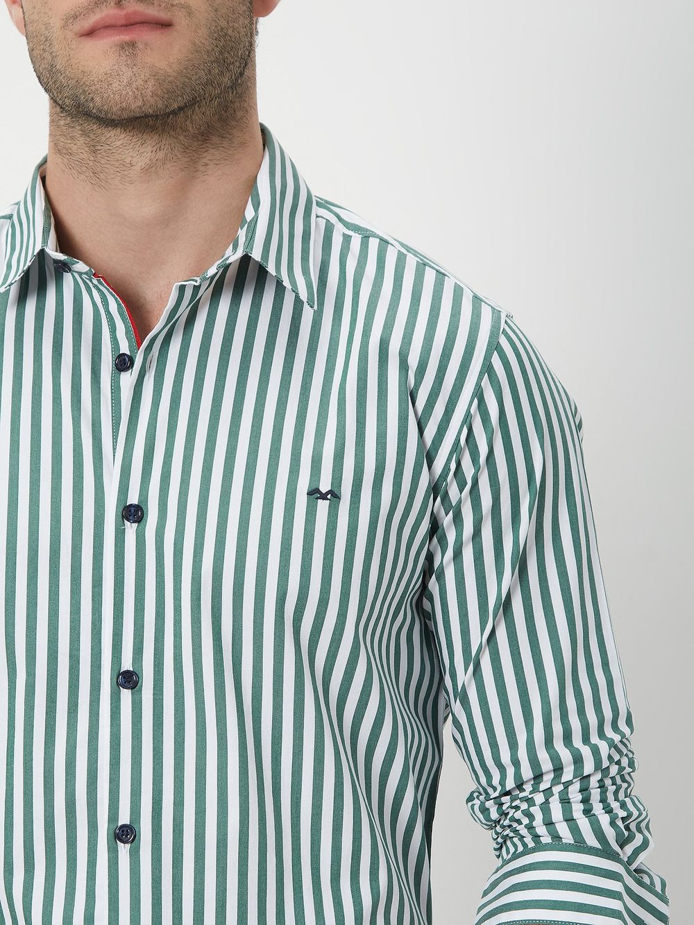 Green & White Candy Stripe Stretch Shirt