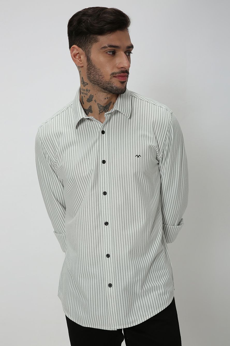 Off White & Black Pin Stripe Shirt