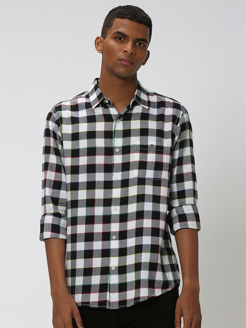 Black & Multi Square Check Shirt