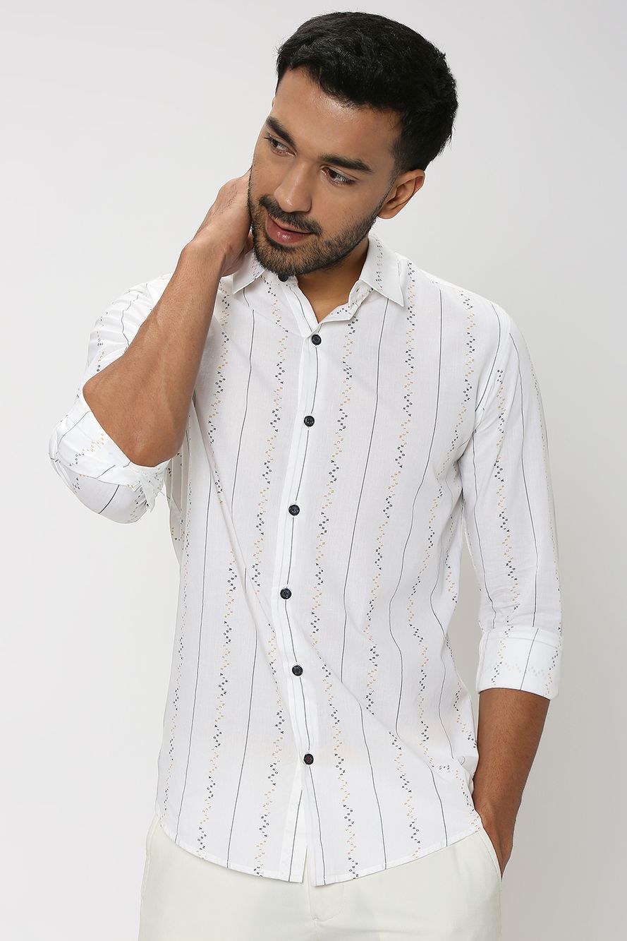 White Brand Stripe Shirt