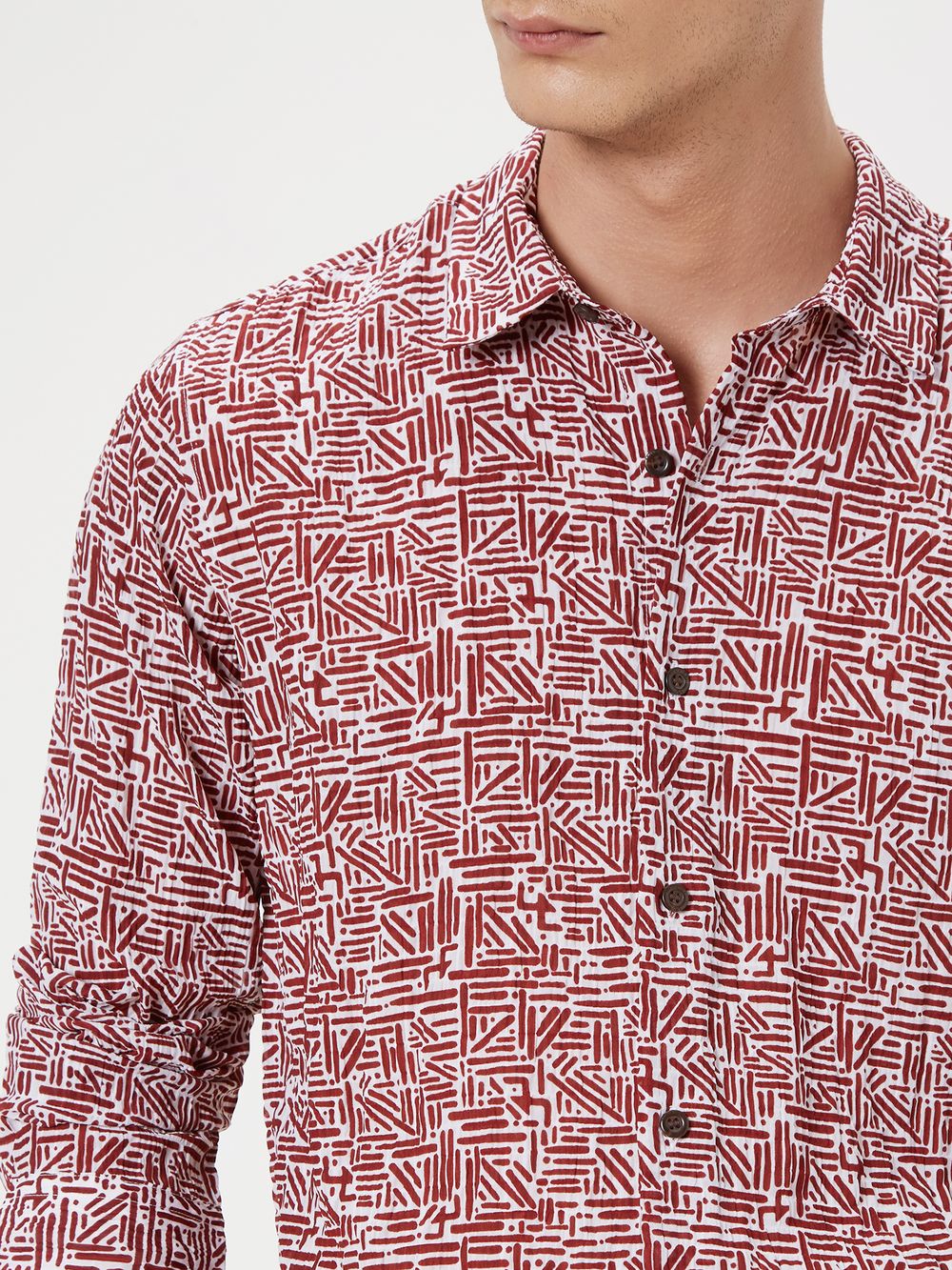 Maroon Textured Print Shirt