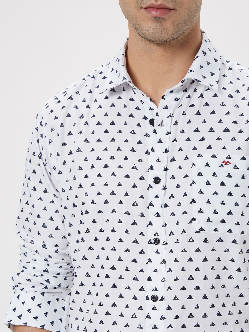 White Geometric Print Shirt