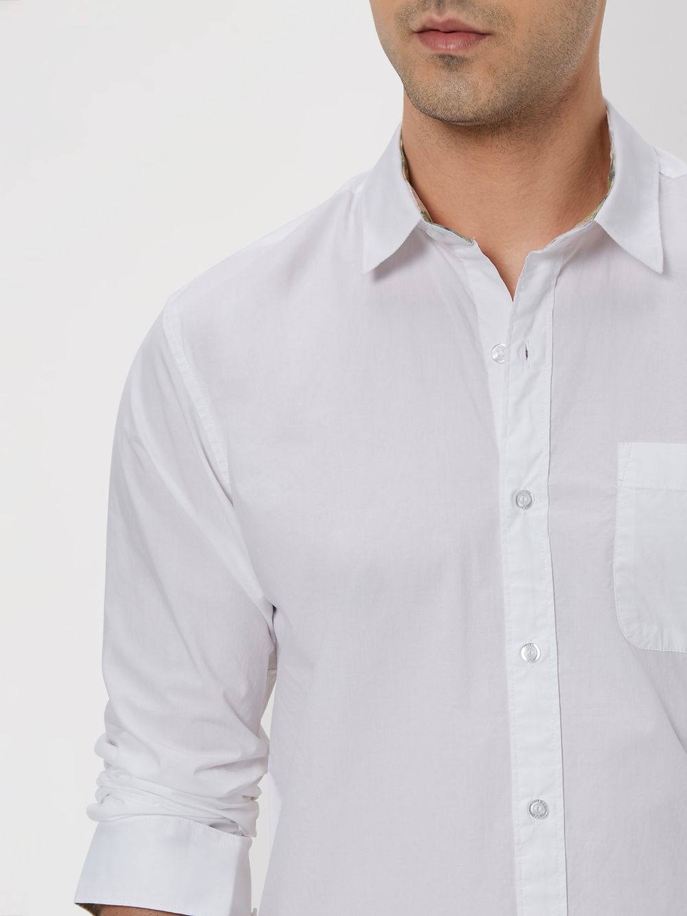 White Tactical Poplin Plain Shirt
