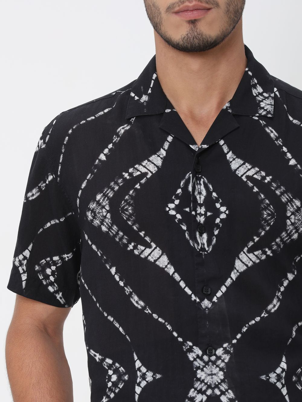 Black Digital Print Relaxed Fit Casual Shirt