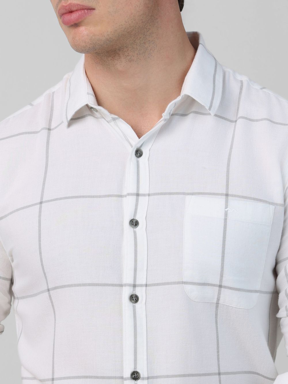 White Flannel Check Slim Fit Casual Shirt