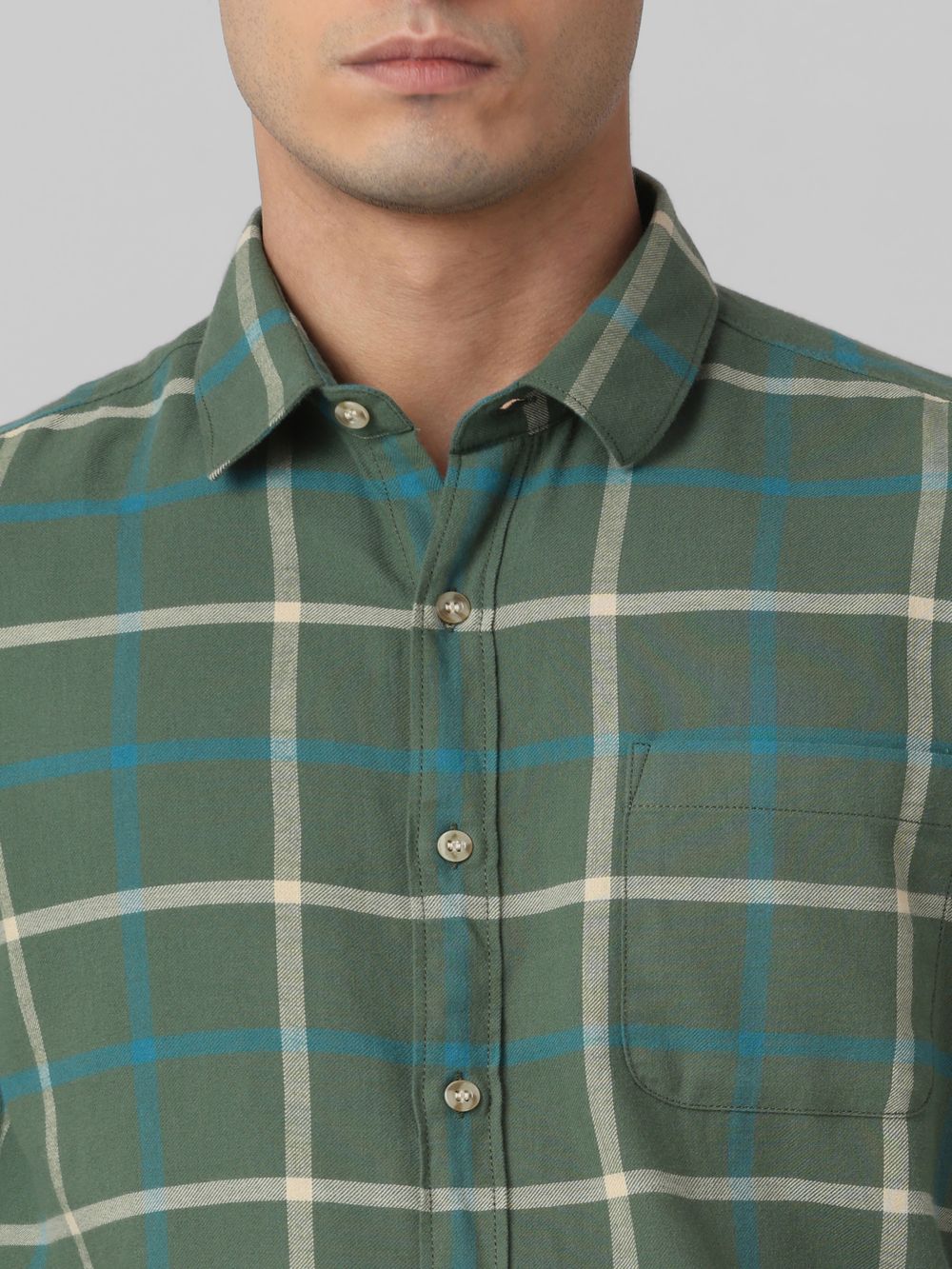 Green Flannel Check Slim Fit Casual Shirt