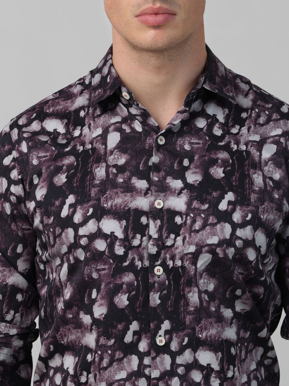 Plum Digital Print Slim Fit Casual Shirt